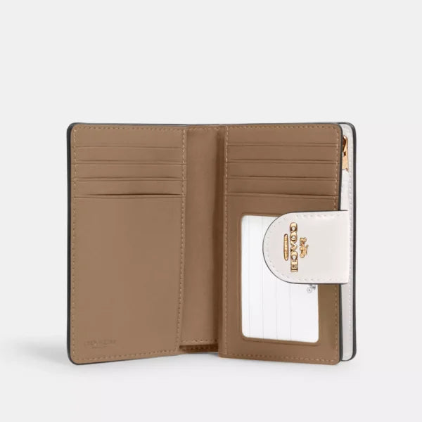 Coach Medium Corner Zip Wallet In Signature Canvas Gold/Light Khaki/Chalk - Image 2