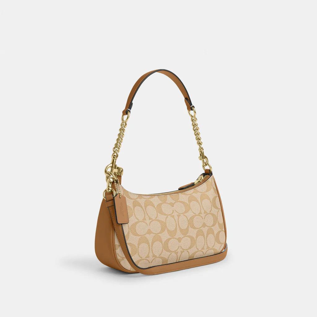 Coach Teri Shoulder Bag In Signature Canvas Khaki Saddle - Image 2