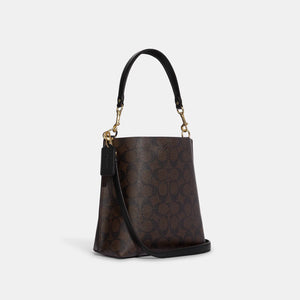 Coach Mollie Bucket Bag 22 In Signature Canvas Brown Black - Image 2