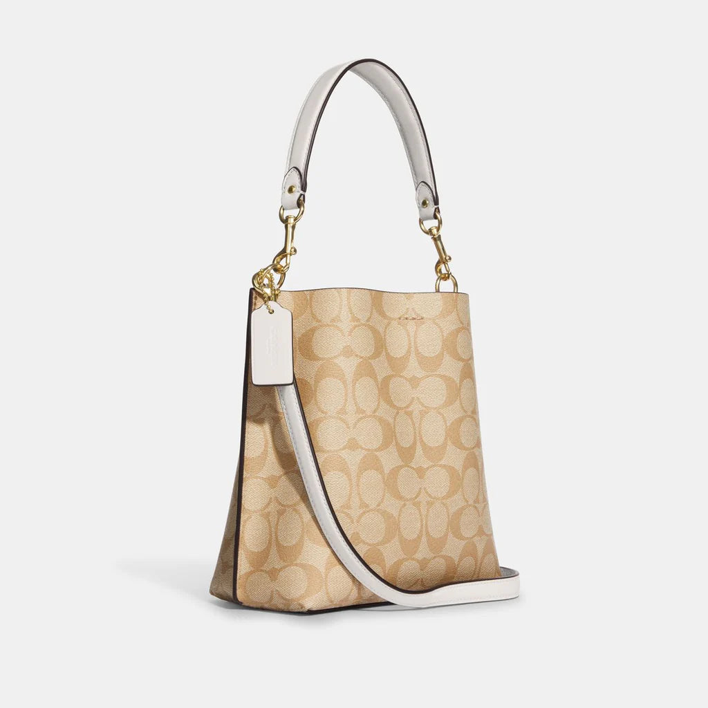 Coach Mollie Bucket Bag 22 In Signature Canvas Light Khaki Chalk - Image 2