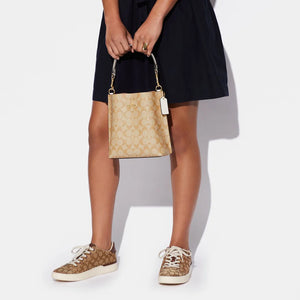 Coach Mollie Bucket Bag 22 In Signature Canvas Light Khaki Chalk - Image 5