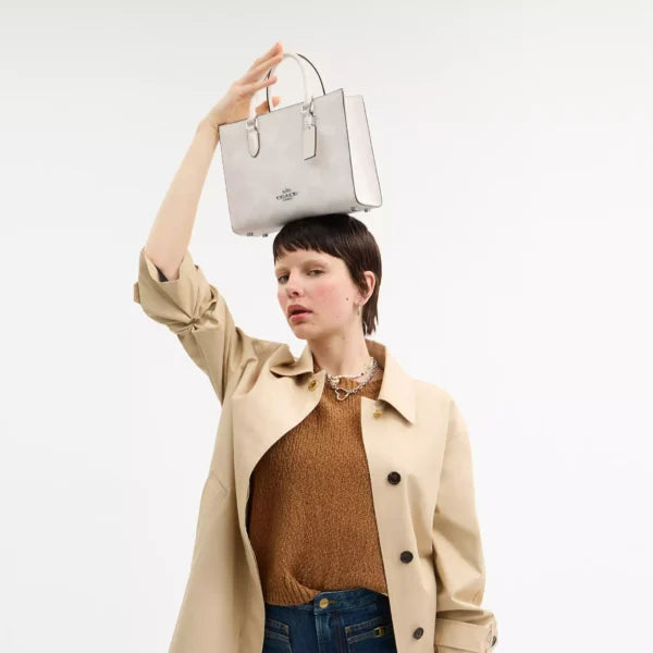 Coach Maggie Small Tote Bag In Blocked Signature Canvas White Chalk - Image 3