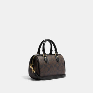 Coach Mini Rowan Crossbody In Signature Canvas Brown Black - Image 2