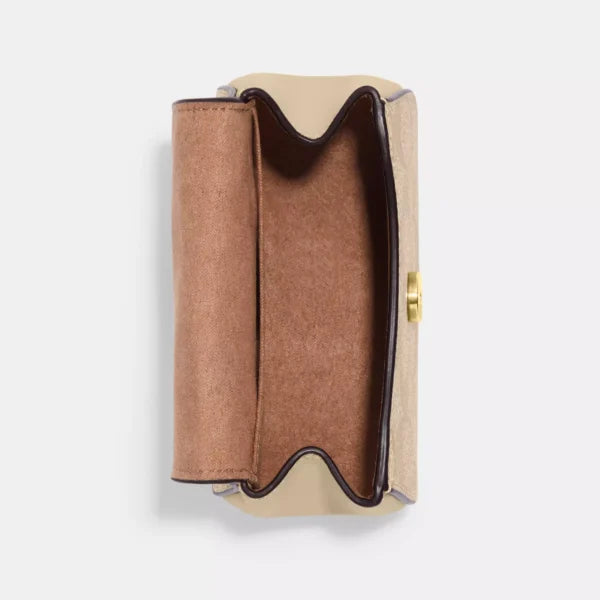 Coach Morgan Card Case On A Chain In Blocked Signature Canvas Light Khaki Ivory - Image 3