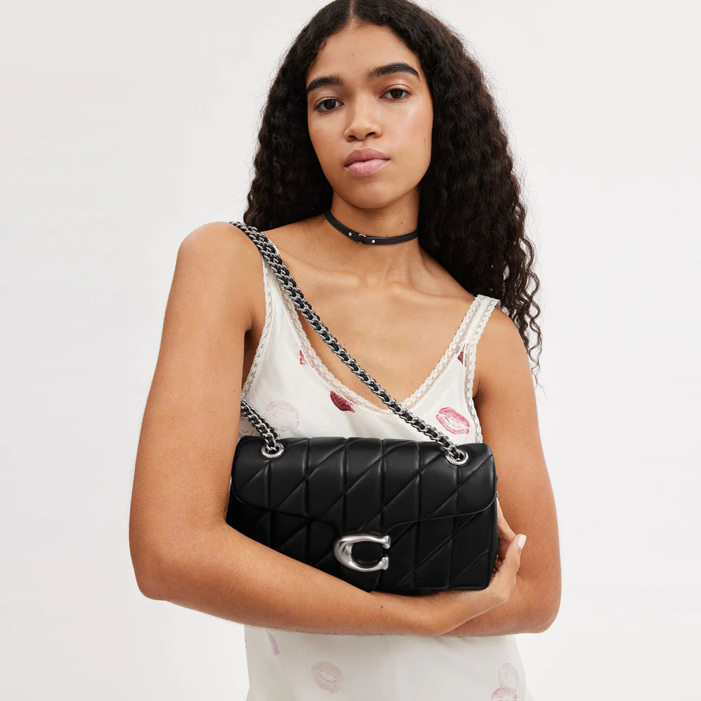 Tabby Shoulder Bag 26 With Quilting Black Silver - Image 7