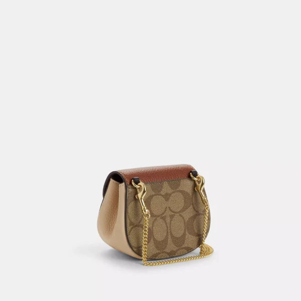 Coach Morgan Card Case On A Chain In Blocked Signature Canvas Light Khaki Redwood - Image 2