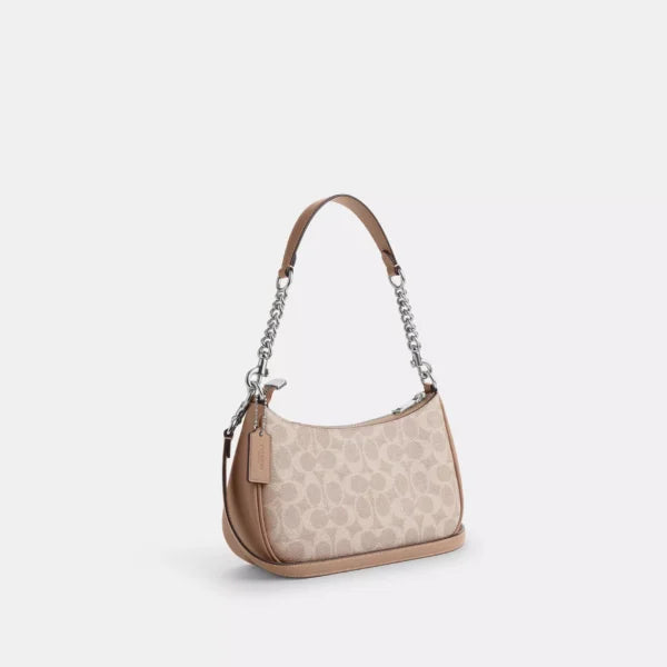Coach Teri Shoulder Bag In Signature Canvas Sand Taupe - Image 4