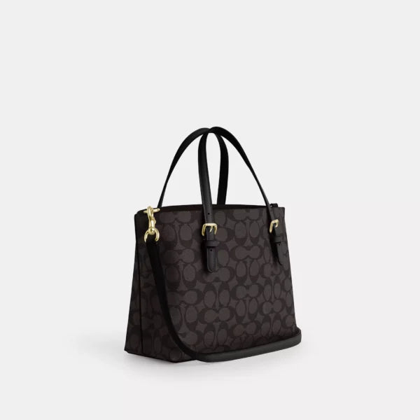 Coach Mollie Tote Bag 25 In Signature Canvas Walnut Black - Image 4