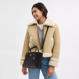 Coach Mollie Tote Bag 25 In Signature Canvas Walnut Black - Image 2