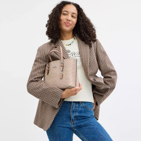 Coach Mollie Tote Bag 25 In Signature Canvas Sand Taupe - Image 3