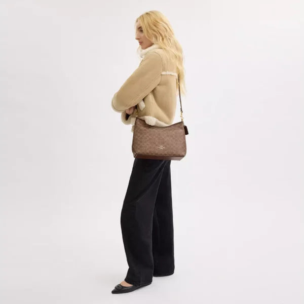 Coach Laurel Shoulder Bag In Signature Canvas Tan Brown - Image 6