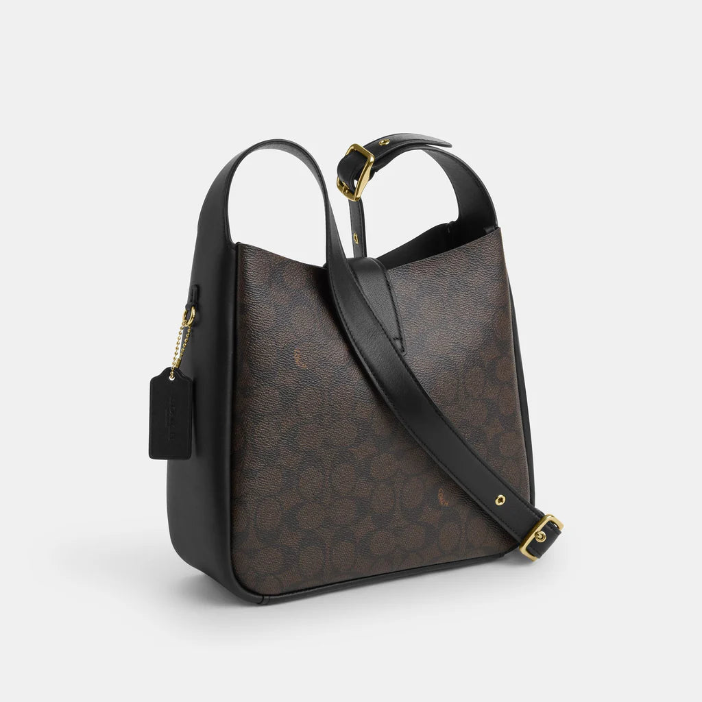 Coach Hadley Convertible Crossbody Bag in Signature Canvas Walnut Black - Image 2