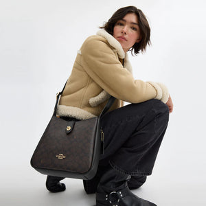 Coach Hadley Convertible Crossbody Bag in Signature Canvas Walnut Black - Image 5
