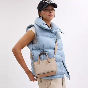 Coach City Mini Tote Bag In Signature Canvas Sand Taupe - Image 6