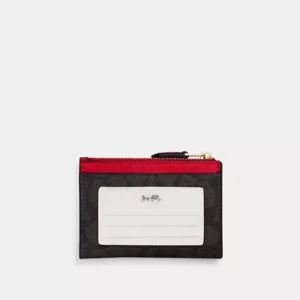 Coach Mini Skinny Id Case signature canvas/Gold/Walnut/Bold Red - Image 2