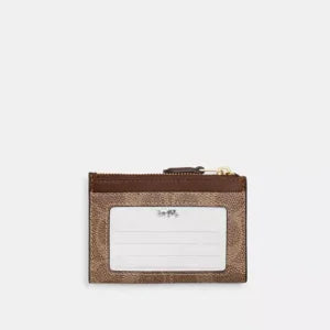 Coach Mini Skinny Id Case signature canvas/Gold/Tan/Brown - Image 2