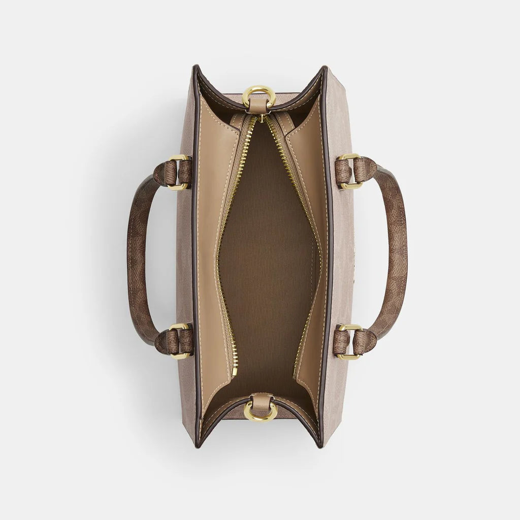 Coach Maggie Small Tote Bag In Blocked Signature Canvas Sand Tan - Image 3