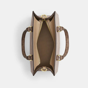 Coach Maggie Small Tote Bag In Blocked Signature Canvas Sand Tan - Image 3