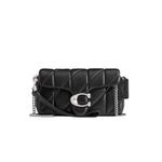 Tabby Shoulder Bag 20 With Pillow Quilting leather Black Silver
