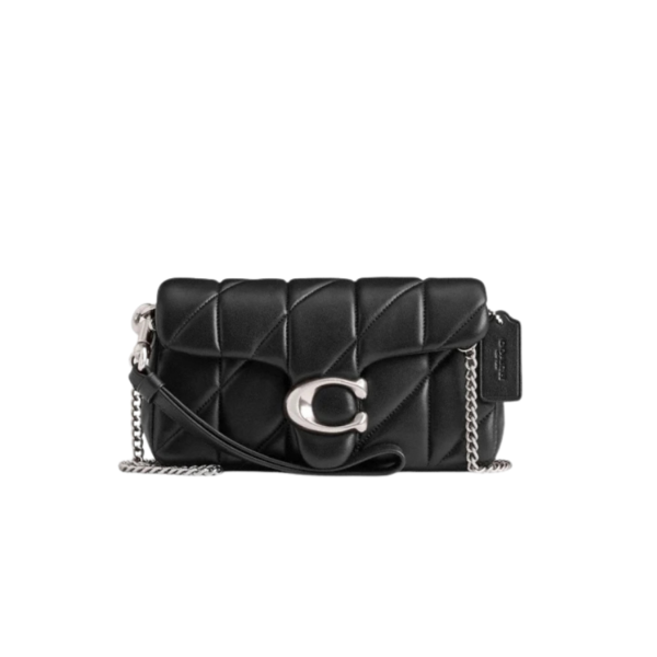 Tabby Shoulder Bag 20 With Pillow Quilting leather Black Silver