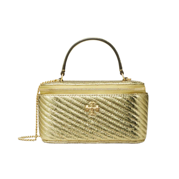 Tory Burch Kira Charm Diamond Quilt Vanity Case Gold