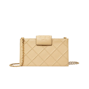 Tory Burch Mini Fleming Soft Chain Wallet Vanilla Soft Serve