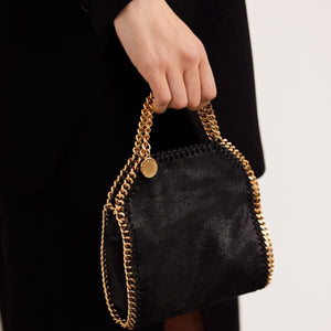 Stella McCartney Falabella Tiny Tote Bag Black Gold - Image 6
