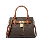 MICHAEL KORS HAMILTON SMALL LOGO SATCHEL BROWN