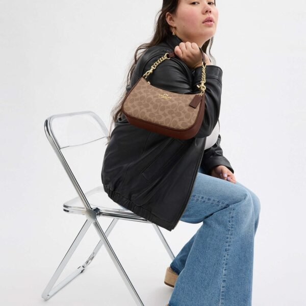 Coach Teri Shoulder Bag In Signature Canvas Tan Brown - Image 4