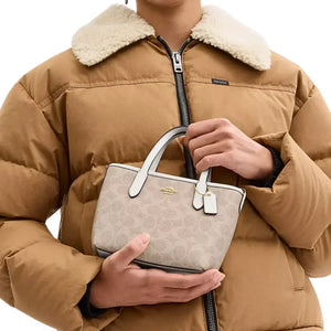 Coach City Mini Tote Bag In Signature Canvas Sand/Chalk - Image 5