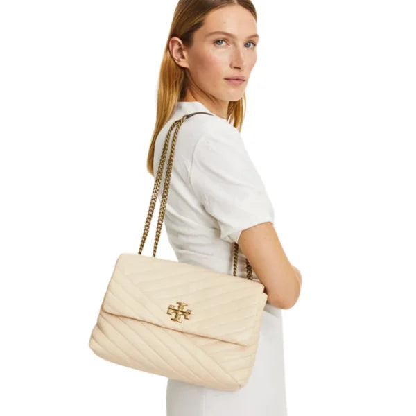 Tory Burch Kira Chevron Convertible Shoulder Bag New Cream - Image 5