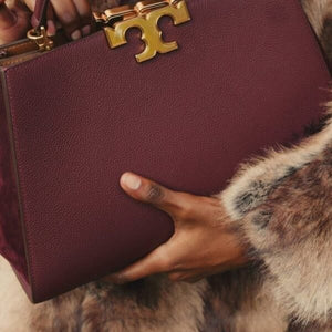 Tory Burch Eleanor Pebbled Stachel Bag Dark Cabernet - Image 3