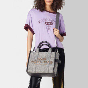 MARC JACOBS THE FELT FLANNEL MEDIUM TOTE BAG HEATHER GREY - Image 6