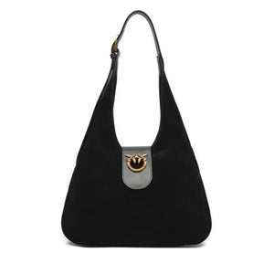 PINKO Mini Hobo Suede Bag Black - Image 3