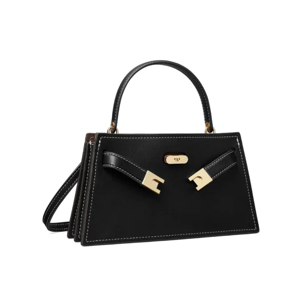 Tory Burch Lee Radziwill Petite Leather Top Handle Bag Black - Image 7