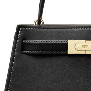 Tory Burch Lee Radziwill Petite Leather Top Handle Bag Black - Image 3