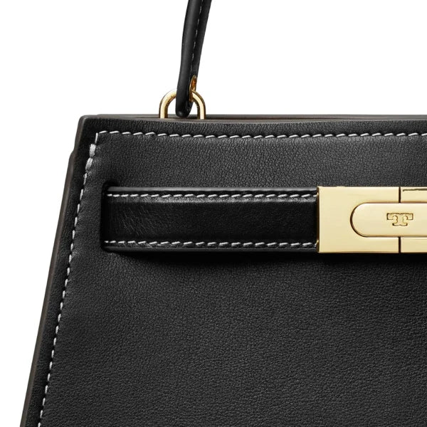 Tory Burch Lee Radziwill Petite Leather Top Handle Bag Black - Image 3