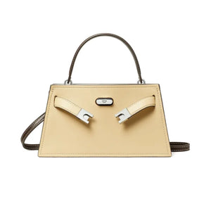 Tory Burch Lee Radziwill Petite Leather Top Handle Bag Praline