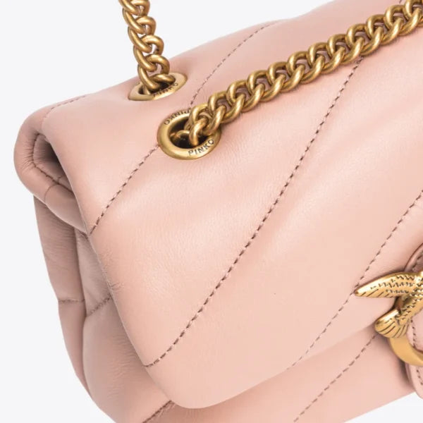 Mini Love Bag Puff Maxi Quilt PINK/DUSTY PINK-ANTIQUE GOLD - Image 6