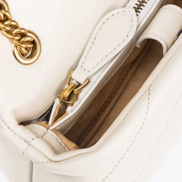Mini Love Bag Puff Maxi Quilt WHITE+WHITE-ANTIQUE GOLD - Image 6