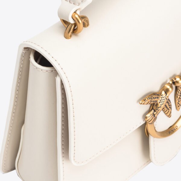 Mini Love Bag One Top Handle Light Simply WHITE WHITE-ANTIQUE GOLD - Image 6