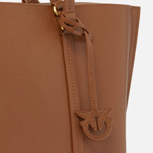 Pinko Large tumbled leather Shopper Bag Brown - Image 3