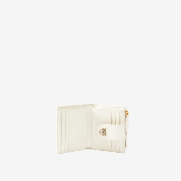 Pinko Small smooth leather wallet with logo New Cream - Image 4
