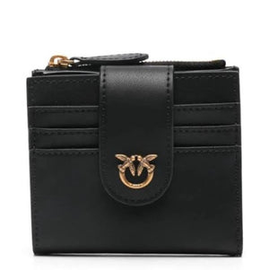 Pinko Small smooth leather wallet with logo Black - Image 2
