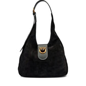 PINKO Mini Hobo Suede Bag Black