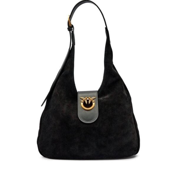 PINKO Mini Hobo Suede Bag Black