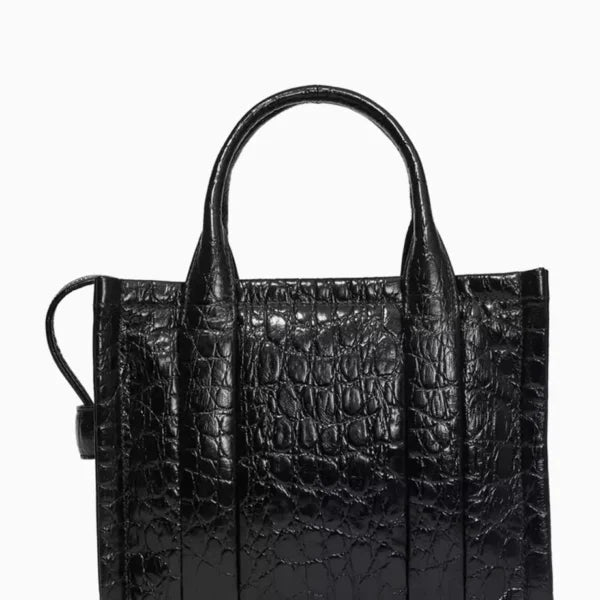 MARC JACOBS The Mini Tote Bag in Croc-embossed Leather - Black - Image 5