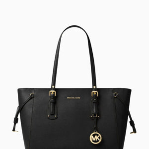 MICHAEL KORS Voyager Medium Tote Bag in Leather Black