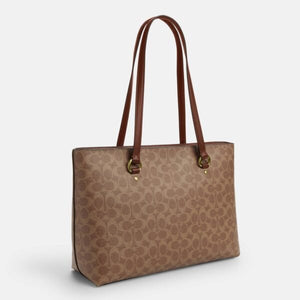 Coach Station Tote Bag In Signature Canvas Dark Beige - Image 2