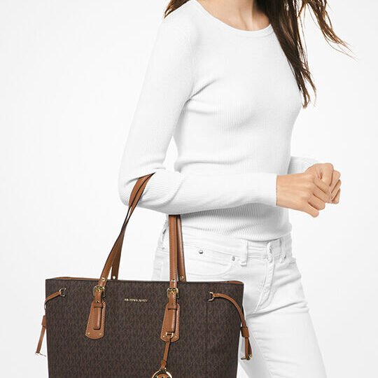 Michael Kors Voyager Medium Logo Tote Bag Brown - Image 2
